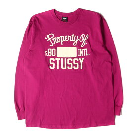 STUSSY ステューシー Tシャツ サイズ:L カレッジロゴ ロングスリーブ Tシャツ マゼンタ トップス カットソー 長袖 【メンズ】【中古】【K4064】