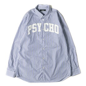 UNDERCOVER アンダーカバー シャツ サイズ:2 22AW PSYCHOロゴ ストライプ コットン 長袖シャツ ブルー ホワイト トップス カジュアルシャツ【メンズ】【中古】【K4040】