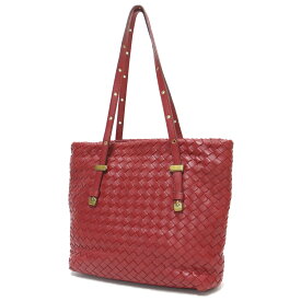 BOTTEGA VENETA ボッテガヴェネタ バッグ トート ショルダー レッド 赤 ミニ ハンド 肩掛け イントレチャート 編み レザー 本革 カバン イタリア製 【レディース】【中古】