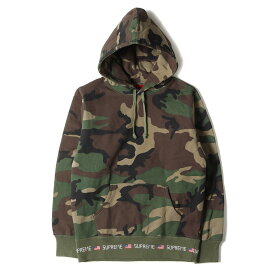 Supreme シュプリーム パーカー サイズ:S 15AW リブ ロゴ スウェット パーカー Logo Rib Hooded Sweatshirt ウッドランドカモ 迷彩 トップス フーデッド スウェットシャツ【メンズ】【中古】【美品】【K4064】