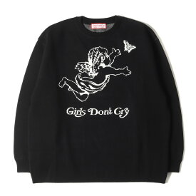 Girls Dont Cry ガールズ ドント クライ ニット サイズ:L 22AW エンジェル ロゴ コットン ニット セーター Angel Logo Knit Sweater ブラック 黒 トップス クルーネック【メンズ】【K4105】