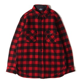 WoolRich ウールリッチ シャツ サイズ:記載なし(M位) 80s バッファローチェック ウール 長袖シャツ レッド ブラック 赤黒 80年代 ヴィンテージ 古着 トップス カジュアルシャツ【メンズ】【中古】【K4061】