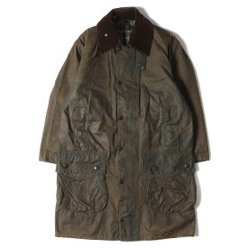 BARBOUR バブアー サイズ:C36/91CM 80s ワックス コットン コート BORDER JACKET オイルド ジャケット 旧3ワラント 1987年製 ENGLAND製 オリーブ イギリス製 アウター 上着 【メンズ】【中古】【K4063】