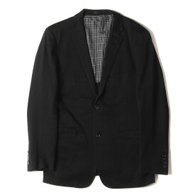 BURBERRY BLACK LABEL バーバリー ブラックレーベル ジャケット サイズ:LL 天竺編み ストライプ ナローラペル 2B テーラードジャケット ブラック 黒 アウター ブレザー 上着 ブルゾン【メンズ】【中古】【K4082】