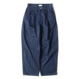 THE RERACS ザ リラクス パンツ サイズ:46 23SS ワンタック ワイド デニムパンツ KUURA DENIM THE WIDE DENIM 23SS-REPT-171-J トラウザー インディゴ 日本製 ボトムス ジーンズ ジーパン ズボン【メンズ】【中古】【美品】【K4066】