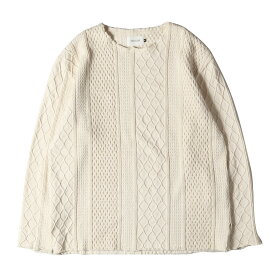 CAL O LINE キャルオーライン カットソー サイズ:XL 21AW カットオフ ケーブル編み ロングスリーブカットソー CUT OFF CABLE LONG SLEEVE TEE CL212-025 トップス 長袖 Tシャツ ロンT ベージュ 日本製【メンズ】【中古】【K4061】