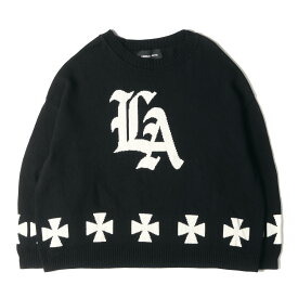 LIBERAL ARTS リベラル アーツ ニット サイズ:FREE 23AW アイアンクロス オーバーサイズ ニットセーター LA CROSS KNIT ブラック 黒 トップス クルーネック【メンズ】【中古】【美品】【K4063】