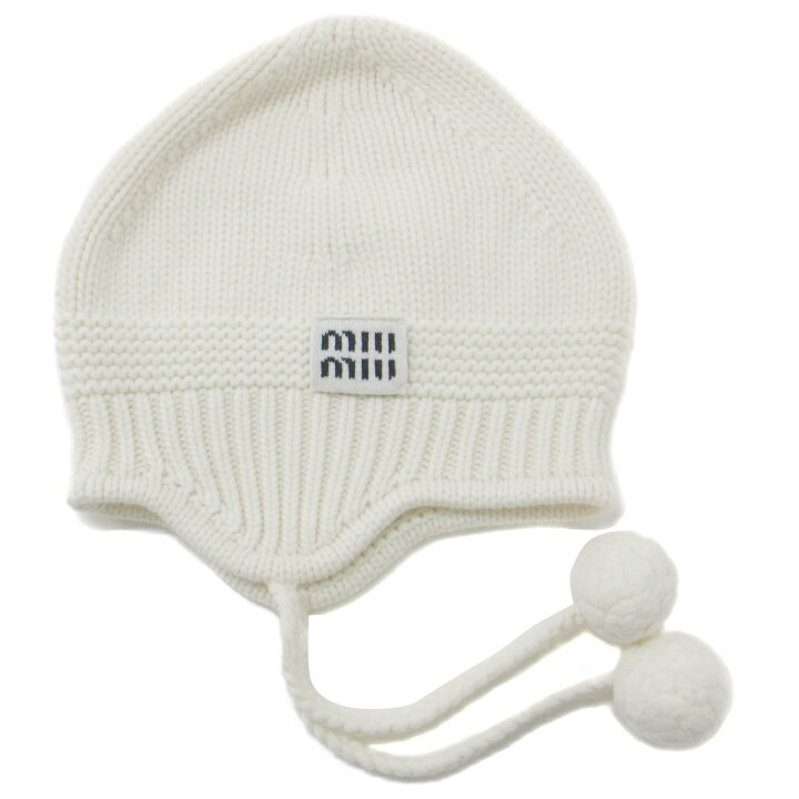 楽天市場】MIUMIU ミュウミュウ ニット帽 23秋冬 ホワイト 白 S  