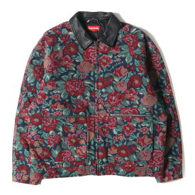 Supreme シュプリーム ジャケット サイズ:L 20AW デジタルフローラル柄 襟レザー ワークジャケット Leather Collar Work Jacket 花柄 アウター ブルゾン 上着【メンズ】【中古】【美品】【K4104】