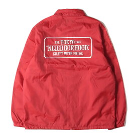 NEIGHBORHOOD ネイバーフッド ジャケット サイズ:M ブランドロゴ刺繍 ナイロン コーチジャケット BROOKS / N-JKT レッド 赤 アウター ブルゾン 上着【メンズ】【中古】【K4051】