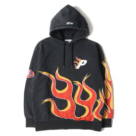 PALACE パレス パーカー サイズ:L 22AW ガーメントダイ加工 フレイム 刺繍 スウェットパーカー FLAME HOOD フーディー プルオーバー 裏毛 チャコールグレー トップス【メンズ】【中古】【K4055】