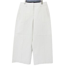 HERMES エルメス パンツ セミワイドパンツ オフホワイト 白 38(M) センターピンタック コットン 綿 クロップド丈 ズボン イタリア製【レディース】【中古】【K4063】