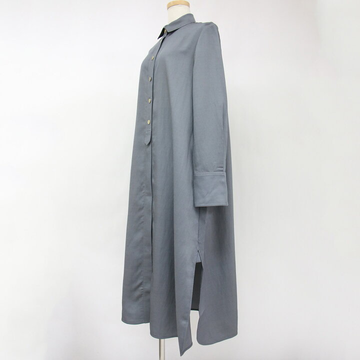 楽天市場】ebure エブール ワンピース ロング シャツワンピース グレー  
