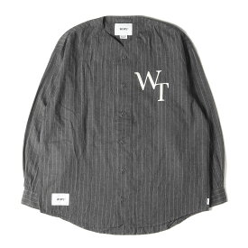 WTAPS ダブルタップス シャツ サイズ:L 22SS ストライプ フランネル ベースボールシャツ LEAGUE LS COTTON. FLANNEL STRIPE チャコール トップス リーグ カジュアルシャツ 長袖【メンズ】【中古】【美品】【K4040】