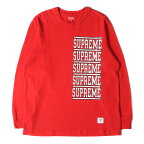 Supreme シュプリーム Tシャツ サイズ:XL 18SS 5連ロゴ ロングスリーブ ヘビーTシャツ Stacked L/S Top レッド トップス カットソー 長袖【メンズ】【中古】【K4055】