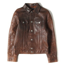 RRL ダブルアールエル ジャケット サイズ:S ギャンブラー レザー コンチョボタン ジャケット Gambler Leather Jacket ブラウン ポロラルフローレン アウター ブルゾン 上着【メンズ】【中古】【美品】【K4036】