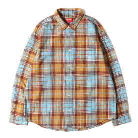 Supreme シュプリーム シャツ サイズ:L 122AW タータンチェック フランネル 長袖シャツ Plaid Flannel Shirt ラスト ライトブルー トップス カジュアルシャツ【メンズ】【中古】【K4064】