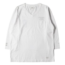 CRIMIE クライミー Tシャツ サイズ:XL ブランドロゴ 7分袖 Vネック ポケットTシャツ ホワイト 白 トップス カットソー 長袖【メンズ】【中古】【美品】【K4058】