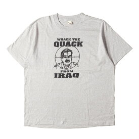 SCREEN STARS スクリーンスターズ Tシャツ サイズ:XXL 80s QUACK IRAQ サダム・フセイン 霜降り クルーネック 半袖Tシャツ 杢グレー 80年代 ヴィンテージ 古着 トップス カットソー【メンズ】【中古】【K4069】