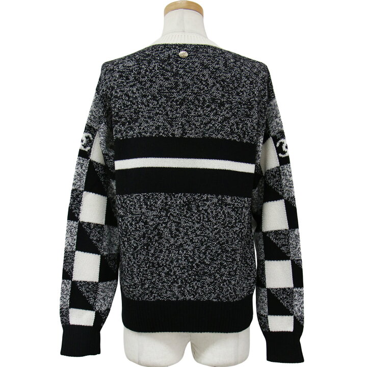 楽天市場】CHANEL シャネル ニット カシミヤ ブラック ホワイト 36(S  
