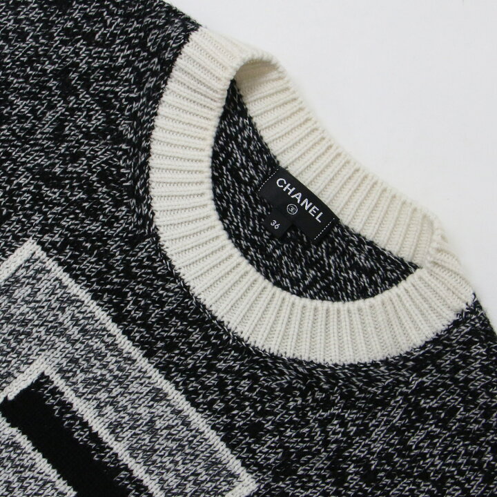 楽天市場】CHANEL シャネル ニット カシミヤ ブラック ホワイト 36(S  