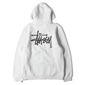 STUSSY ステューシー パーカー サイズ:XL ストックロゴ フルジップ スウェットパーカー ヘザーグレー トップス フーディー 【メンズ】【中古】【美品】【K4070】