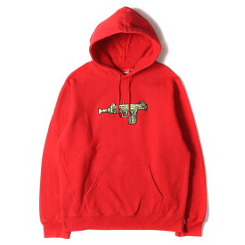 Supreme シュプリーム パーカー サイズ:L 19SS ピストル グラフィック刺繍 スウェットパーカー Toy Uzi Hooded Sweatshirt レッド トップス フーディー【メンズ】【中古】【K4099】