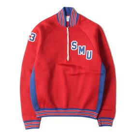 Champion vintage チャンピオン ヴィンテージ スウェット サイズ:M 60s プロダクツタグ ハーフジップ ジャージ スウェットシャツ 南メソジスト大学モデル レッド トップス トレーナー【メンズ】【中古】【K4103】