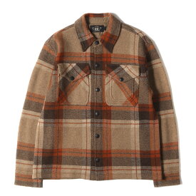 RRL ダブルアールエル ジャケット サイズ:S 22AW チェック ウール シャツ セーター PLAID WORK SHIRT SWEATER ベージュ ブラウン ラルフローレン アウター 上着 ブルゾン【メンズ】【中古】【美品】【K4094】