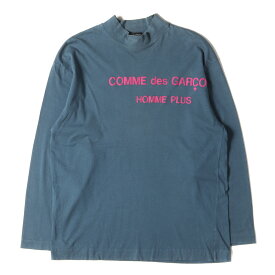 COMME des GARCONS HOMME PLUS コムデギャルソン オムプリュス サイズ:M 90s - 00s ロゴ プリント モックネック ロングスリーブ カットソー / トップス Tシャツ ロンT 長袖 アーカイブ ハイネック グリーン系【メンズ】【中古】【K4051】