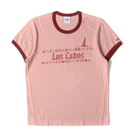 TMT ティーエムティー Tシャツ サイズ:L Los Cabos グラフィック リンガー 半袖Tシャツ ピンク トップス カットソー【メンズ】【中古】【美品】【K4063】