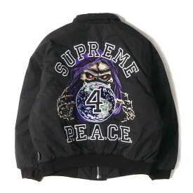 Supreme シュプリーム ジャケット サイズ:S 23AW グラフィック刺繍 裏地キルティング ワークジャケット Peace Embroidered Work Jacket ブラック 黒 アウター ブルゾン ジャンパー 上着【メンズ】【中古】【美品】【K4477】