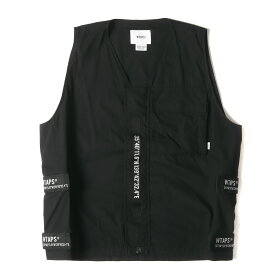 WTAPS ダブルタップス ベスト サイズ:XL 22AW オーバーサイズ ミリタリーベスト HAGGERZ / VEST / COTTON. POPLIN ブラック 黒 トップス【メンズ】【中古】【美品】【K4063】