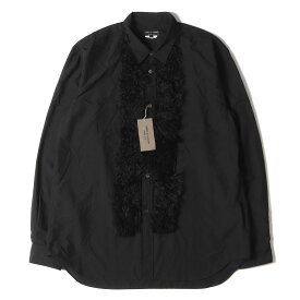 COMME des GARCONS HOMME PLUS コムデギャルソン オムプリュス シャツ サイズ:L 23AW ファー デザイン ポリ ブロード ドレスシャツ 切替 ブラック 黒 日本製 トップス カジュアルシャツ 長袖【メンズ】【K4072】