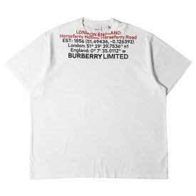BURBERRY バーバリー Tシャツ サイズ:XL 22SS ロケーションプリント オーバーサイズ クルーネック 半袖Tシャツ 8048323 ホワイト 白 トップス カットソー【メンズ】【中古】【K4093】