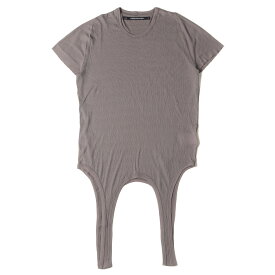 JULIUS ユリウス Tシャツ サイズ:3 24SS サスペンダー付き リブ編み コットン 半袖Tシャツ COTTON RIB CUT & SEWN5 857CUM5 トップス カットソー 変型 デザイン チャコール 日本製【メンズ】【中古】【新品同様】【K4066】