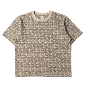 CALEE キャリー Tシャツ サイズ:L 21SS モノグラム 総柄 ジャガード クルーネック 半袖Tシャツ Allover monogram pattern drop shoulder t-shirt ベージュ トップス カットソー【メンズ】【中古】【美品】【K4103】