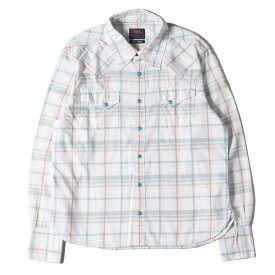 TMT ティーエムティー シャツ サイズ:L ウエスタン ツイル チェック 長袖シャツ THIN TWILL CLOTH CHECK SHIRTS ホワイト ブル トップス カジュアルシャツ【メンズ】【中古】【K4065】