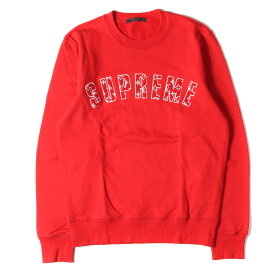 Supreme シュプリーム スウェット サイズ:S 17AW LOUIS VUITTON Arc Logo Crewneck / ルイヴィトン アーチロゴ クルーネック スウェットシャツ レッド イタリア製 トップス トレーナー【メンズ】【中古】【K4066】