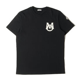 MONCLER モンクレール Tシャツ サイズ:L 23AW ワンポイント Mアイコン 刺繍 クルーネック 半袖Tシャツ SS TSHIRT ブラック 黒 トップス カットソー 【メンズ】【中古】【美品】【K4066】