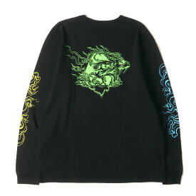 STUSSY ステューシー Tシャツ サイズ:XL ドラゴン グラフィック ロングスリーブTシャツ ブラック 黒 トップス カットソー 長袖【メンズ】【中古】【K4068】