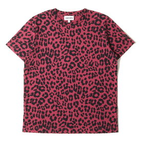 KENZO ケンゾー Tシャツ サイズ:XS レオパード クルーネック 半袖Tシャツ FA62TS9104JI ヒョウ柄 総柄 マゼンタ ブラック トップス カットソー【メンズ】【中古】【美品】【K4068】