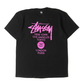 STUSSY ステューシー Tシャツ サイズ:XL NIKE THE S&S OFF MOUNTAIN SERIES ワールドツアー クルーネック 半袖Tシャツ WT TEE ブラック 黒 ナイキ コラボ トップス カットソー【メンズ】【K4069】