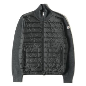 MONCLER モンクレール ジャケット サイズ:M 17AW ニット コンビ ダブルジップ ナイロン ダウンジャケット MAGLIONE TRICOT CARDIGAN ブルゾン カーディガン グレー アウター ブルゾン【メンズ】【中古】【美品】【K4105】