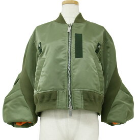 Sacai サカイ ブルゾン カーキ オリーブ 1(S) 23春夏 バルーンスリーブ ナイロン ツイル ショート丈 Nylon Twill Blouson 23-06670 MA-1 日本製 アウター ジャケット【レディース】【中古】【美品】【K4109】