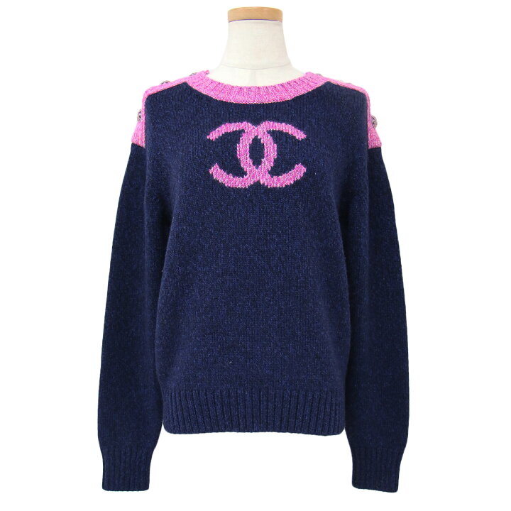 楽天市場】CHANEL シャネル ニット カシミヤ ネイビー ピンク 36(S 