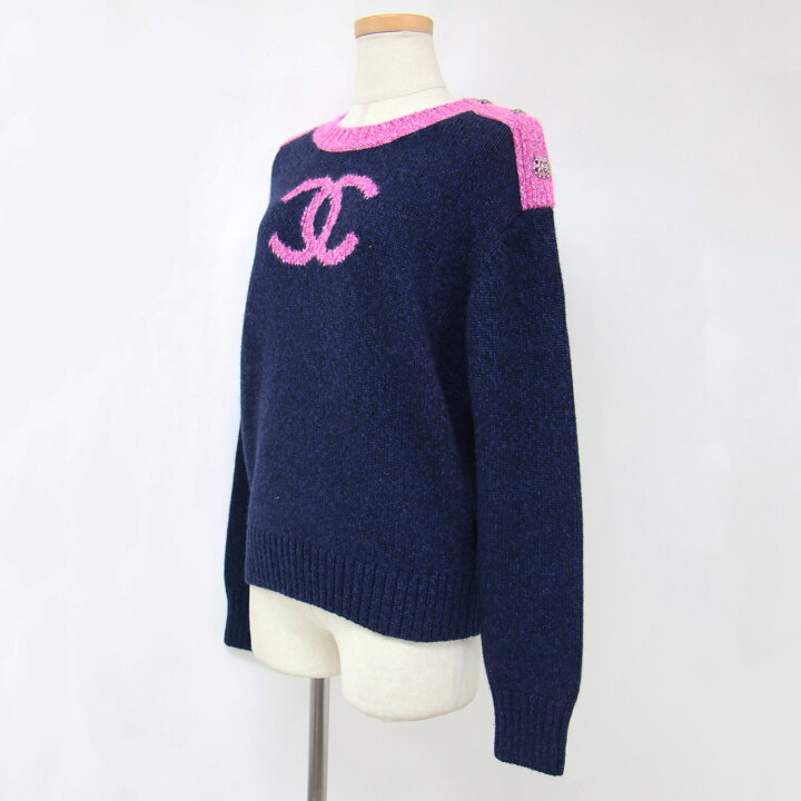 楽天市場】CHANEL シャネル ニット カシミヤ ネイビー ピンク 36(S 