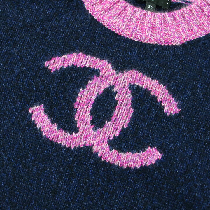 楽天市場】CHANEL シャネル ニット カシミヤ ネイビー ピンク 36(S 