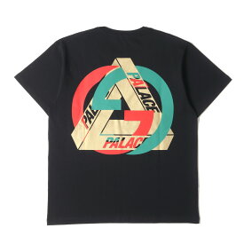 GUCCI グッチ Tシャツ サイズ:S 22AW PALACE GG トライアングル ダブルネーム ロゴ クルーネック 半袖Tシャツ Printed Heavy Cotton Jersey 548334 XJE1C シェリーライン ブラック 黒 イタリア製 トップス カットソー コラボ【メンズ】【K4091】