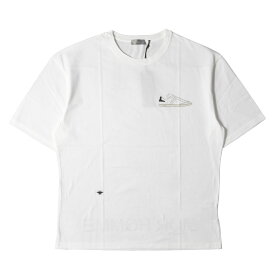 Dior HOMME ディオールオム Tシャツ サイズ:L B01 スニーカー プリント BEE 刺繍 バックヘム ロゴ クルーネック 半袖Tシャツ ホワイト 白 イタリア製 トップス カットソー【メンズ】【K4095】